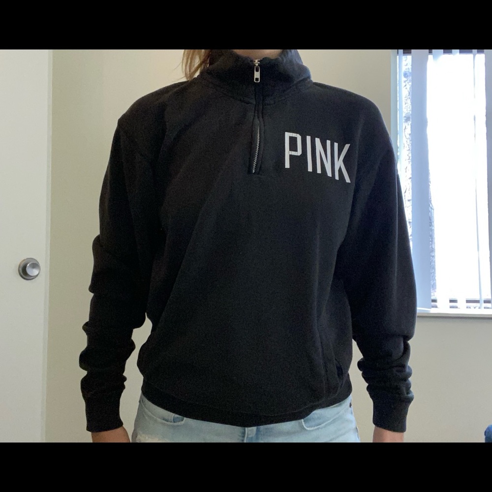PINK quarter zip crew neck